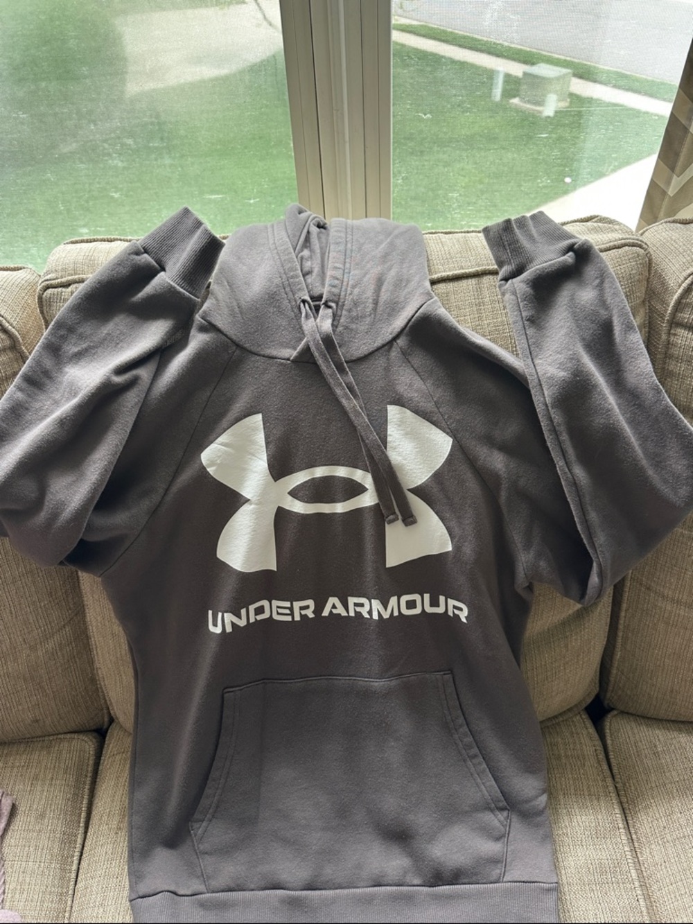 Under Armour Gray Pullover Hoodie with White Logo